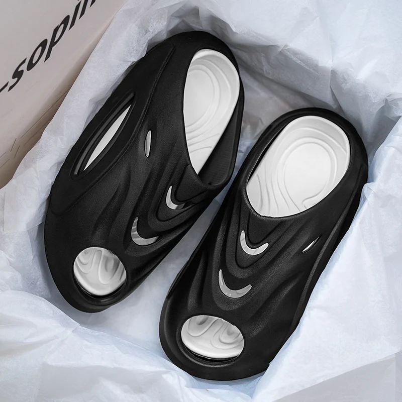 New Men's Slippers Outdoor Indoor Beach Sandals Comfortable Thick Soft Slides Men Women Casual Shoes Men Flip-flops Slippers — view 3