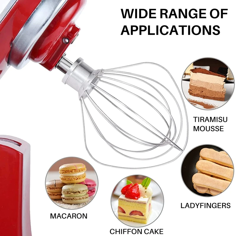 Stainless Steel Wire Whip Mixer Attachment For Kitchen Aid K4 K5 K5AWW  KSM50 KSM500PS KSM450 blender Flour Cake Balloon Whisk Egg Cream Stirrer  Tools 