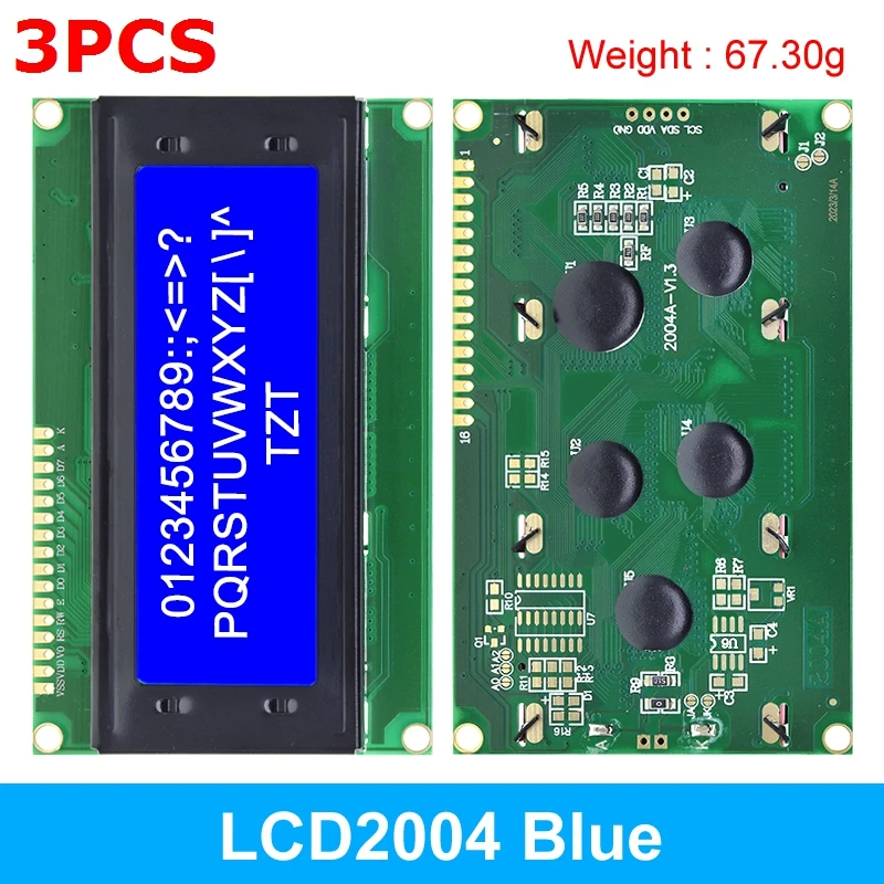 Enhanced LCD Display Module with I2C Serial Interface Adapter - Blue/Green Screen Character Display
