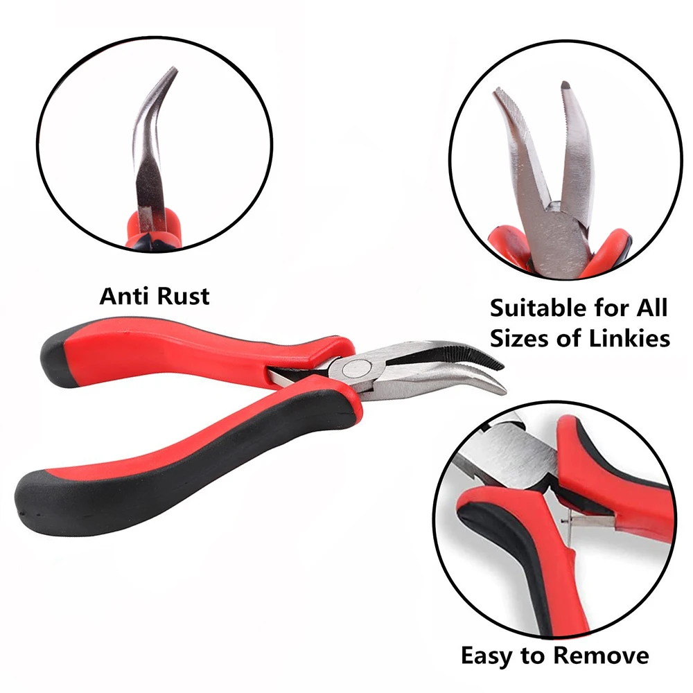 헤어 익스텐션 도구 키트 200개 블랙 다크 브라운 라이트 브라운 골드 마이크로 링 비즈 1개 마이크로 비즈 플라이어 1개 후크 니들 풀링