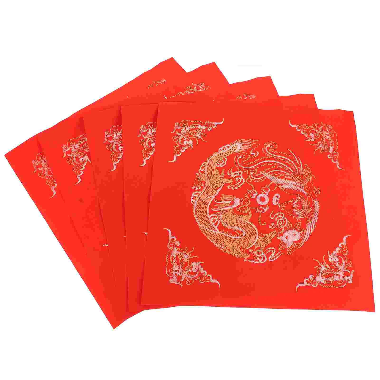 

Самодельная китайская Новогодняя каллиграфия, красная бумага, пустые буквы фу, бумага Xuan, красная бумага, китайский новый год, искусственный Декор