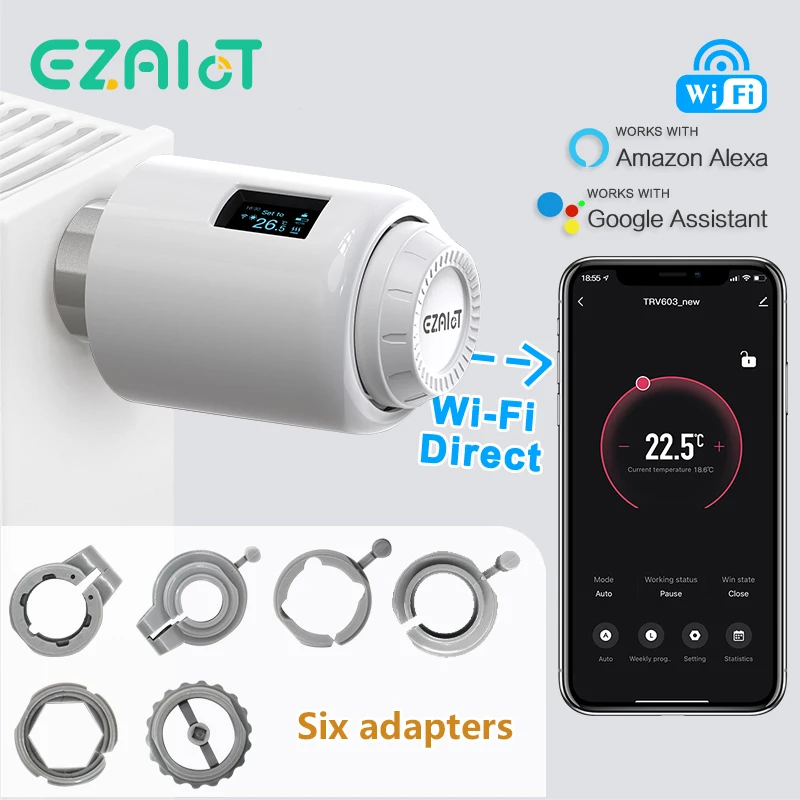 Tuya Wifi Termostato Válvula do Radiador Inteligente Trv Aquecimento Termostático Cabeça Controlador de Temperatura sem Necessidade Zigbee Alexa Google Home