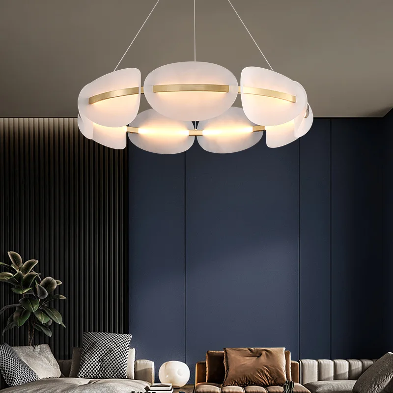 

Nordic leaf chandelier Modern Acrylic ring light Living Dining Room lighting Decor Home Bedroom Kitchen Hanging Lights Luminaire