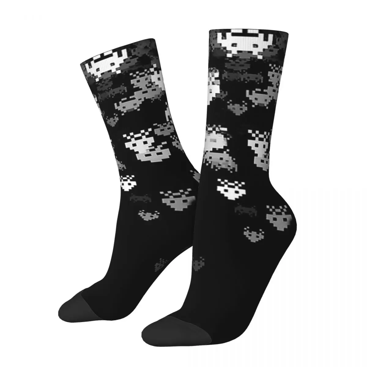 

Hip Hop Retro Invaded Black Crazy Men's Socks Unisex Street Style Pattern Printed Funny Novelty Happy Crew Sock Boys Gift