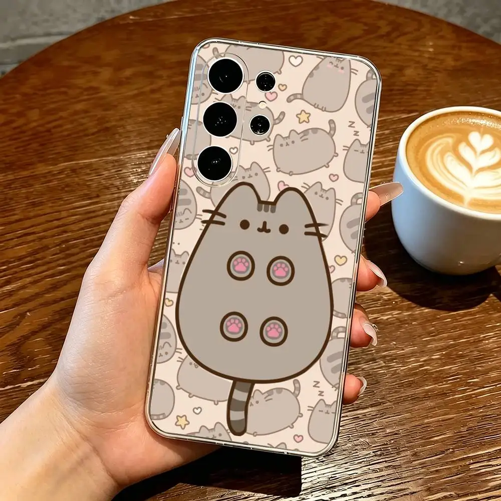 Charming Cartoon Pusheen Transparent Phone Case