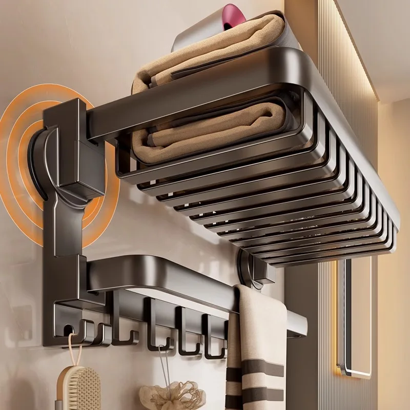 Suction Cup Towel Rack Coat Hook Foldable Towel Storage Rack Wall Mounted Shelf Bathroom Shelf 40/50cm towel rack towel holder