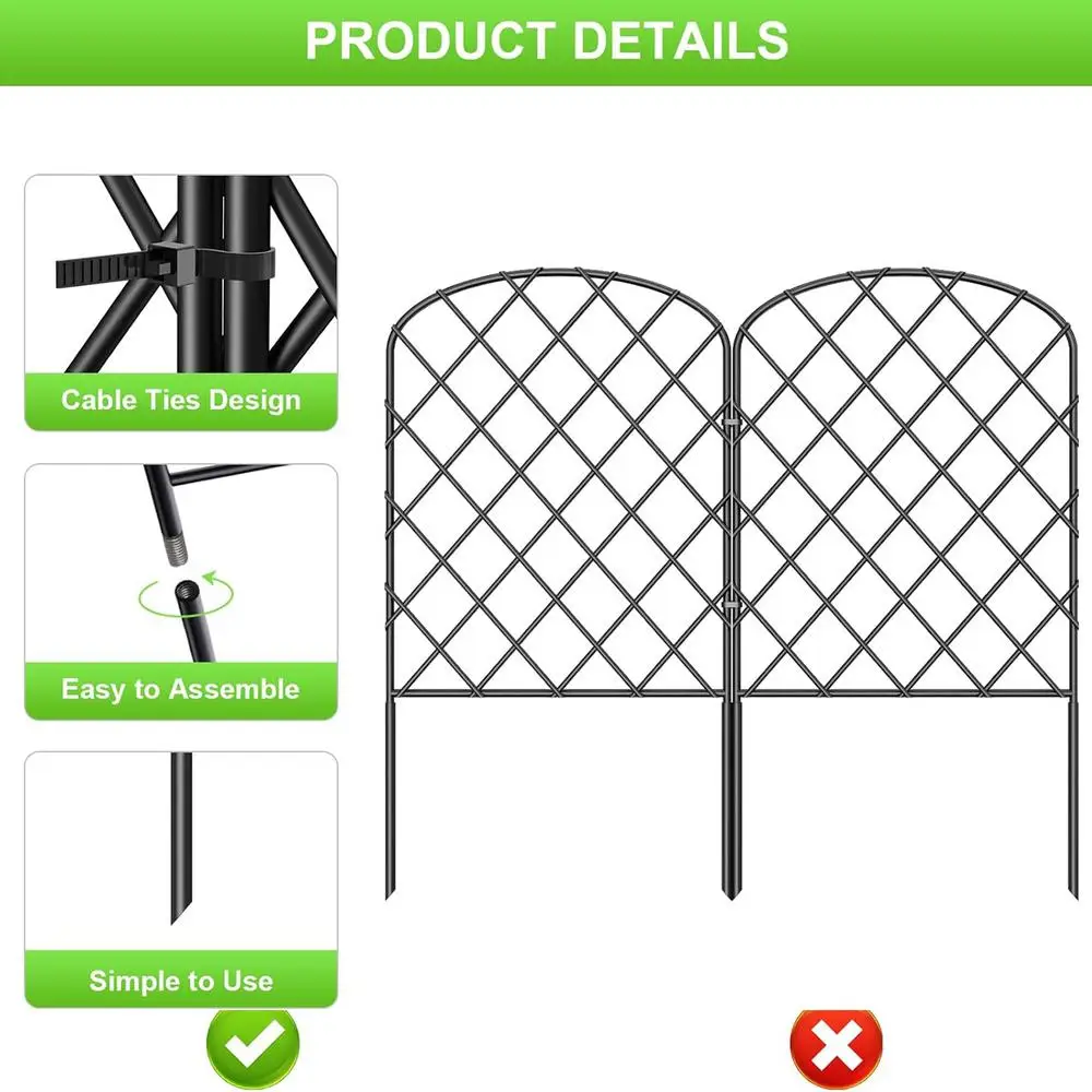 Description Picture 6 of itemDog Fence Outdoor For Yard Metal Garden Fence 10X Heavy-Duty Wire Mesh Gate For Privacy Trellis Flower Bed Self-Standing