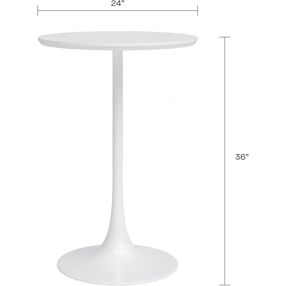 Mid-Century Inspired Café Counter Height Table Sturdy Steel Base Smooth Round Top Minimalist Design 3