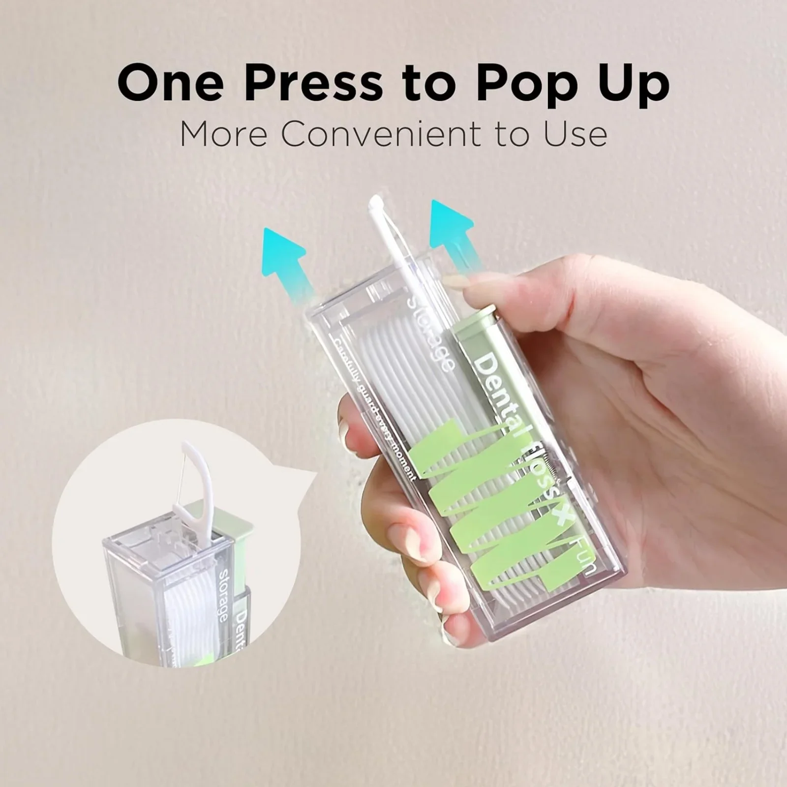 Dental Floss Holder Auto-Floss Pro One-Touch Floss Storage Box Smart Pop-Up with 10 Pre-loaded Refills Portable Oral Care Kit