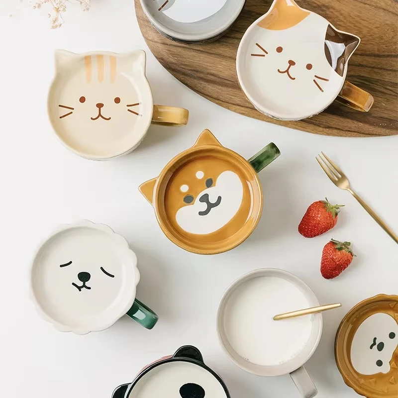 Japanese Cartoon Cat Mug Set