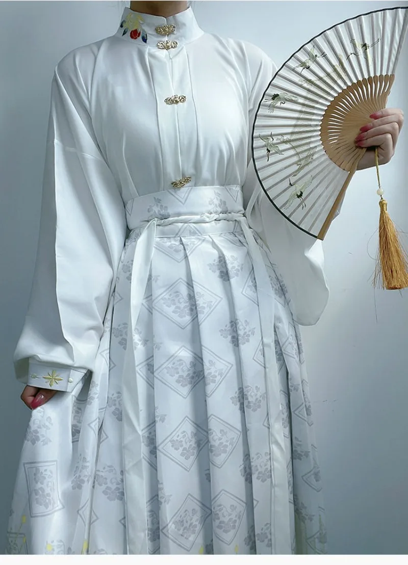 chinês, saia plissada de trespassado duplo, tendência original da moda, lazer