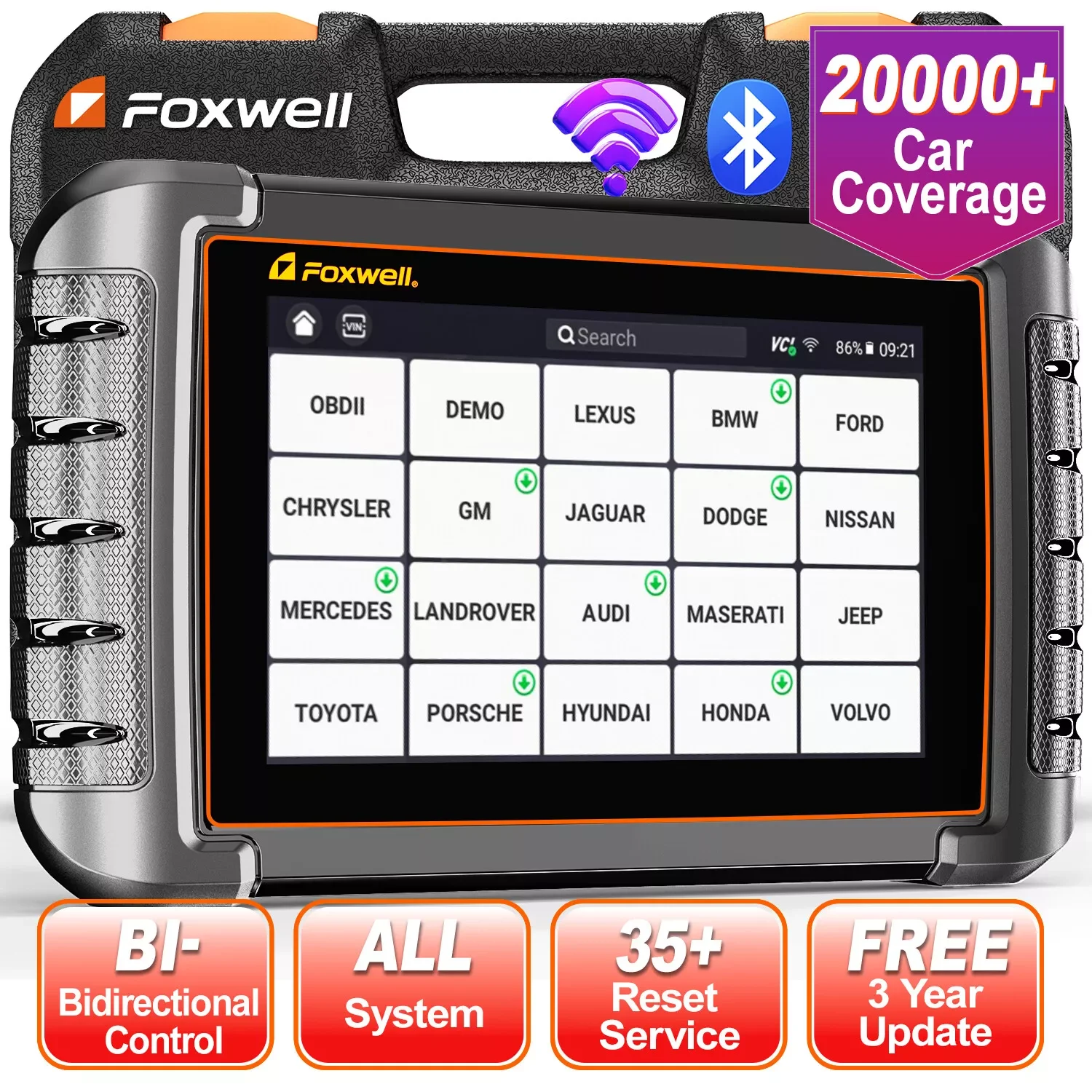 Foxwell NT809 Bi-directional All System Car OBD2 Scanner Diagnostic Scan Tool 30 Maintenance Bi-directional Test OBD2 Automotive