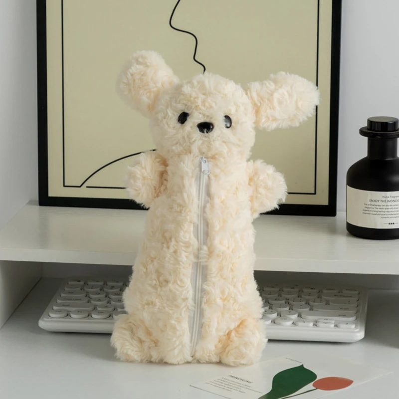 Niedlicher Kawaii-Hund, Plüschtiere, Federmäppchen, Cartoon-weicher Plüsch, Welpe, stationäre Tasche, große Kapazität, multifunktionale Aufbewahrungstasche – Detail 7