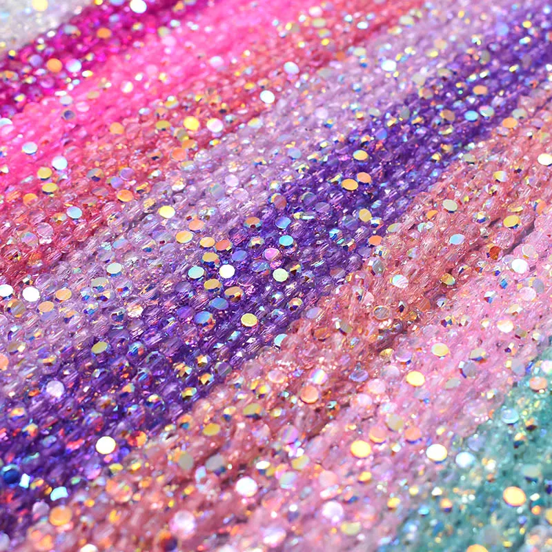 Farbige 142 Stück/Strang 4mm flache, runde, facettierte Kristallglasperlen, scheibenförmige lose Perlen für die Schmuckherstellung, DIY Armband, Ohrringe