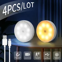 1/2/4 pièces détecteur de mouvement Rechargeable LED veilleuse décoration murale chambre lampe de nuit armoires de cuisine lumières enfant veilleuse 1