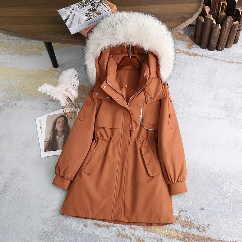 

MEILLY DOLPHIN 2023 Winter Women Parkas Jackets Casual Thick Warm Fur Hooded Pattern Coat Female Winter Outwear Windproof Jacket