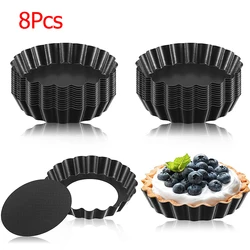 Non-Stick Mini Tart Pans with Removable Bottom - Fluted Cupcake Tins (8cm) (8 Pcs)