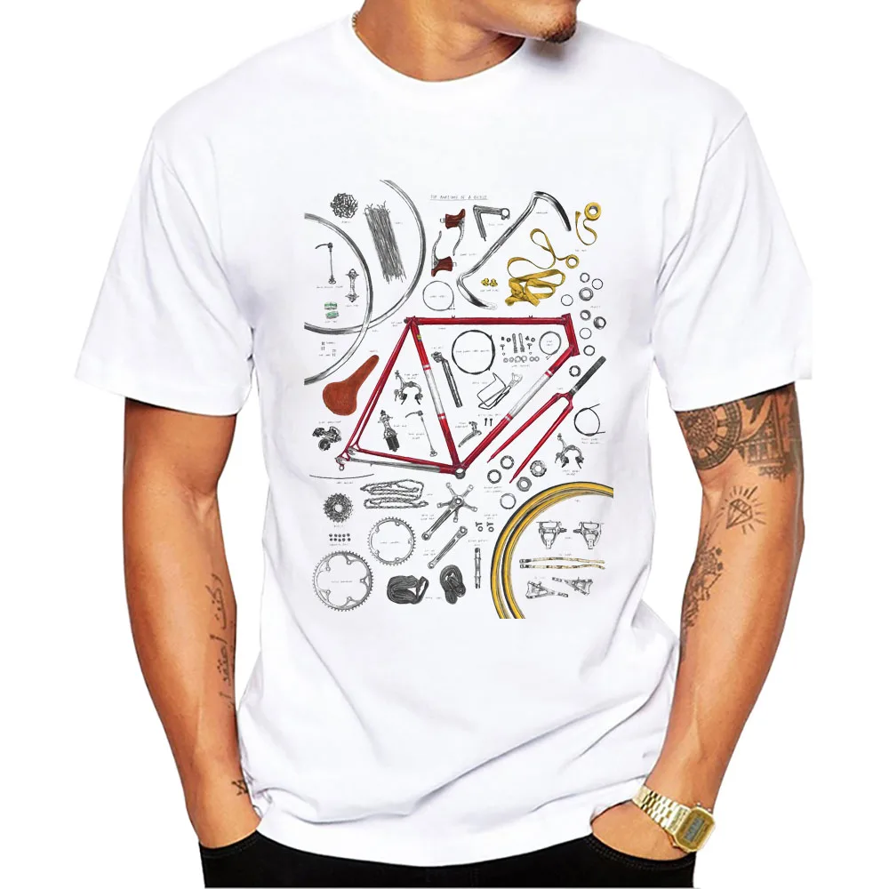TEEHUB T-shirts vintage VTT pour hommes Un t-shirt à imprimé vélo déconstruit pour garçon T-shirts de sport à manches courtes pour amateurs de vélo_voghion.com