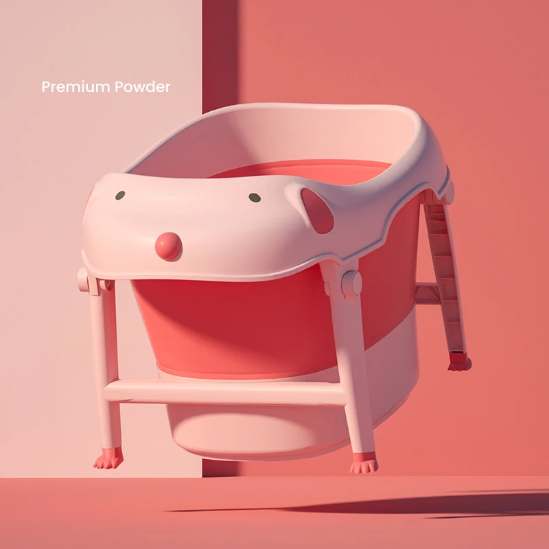 Plastic Foldable Bathtub Baby Children's Bathtub Intelligent Temperature Sensing Household bubble Bath Cartoon light