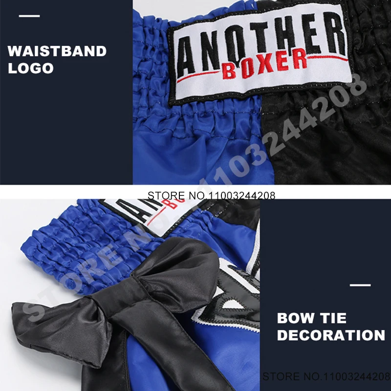 Muay Thai Shorts Bow Tie Silk Satin Boxing Shorts Men Women Child Martial Arts Kickboxing Training Cage Fighting Grappling Pants