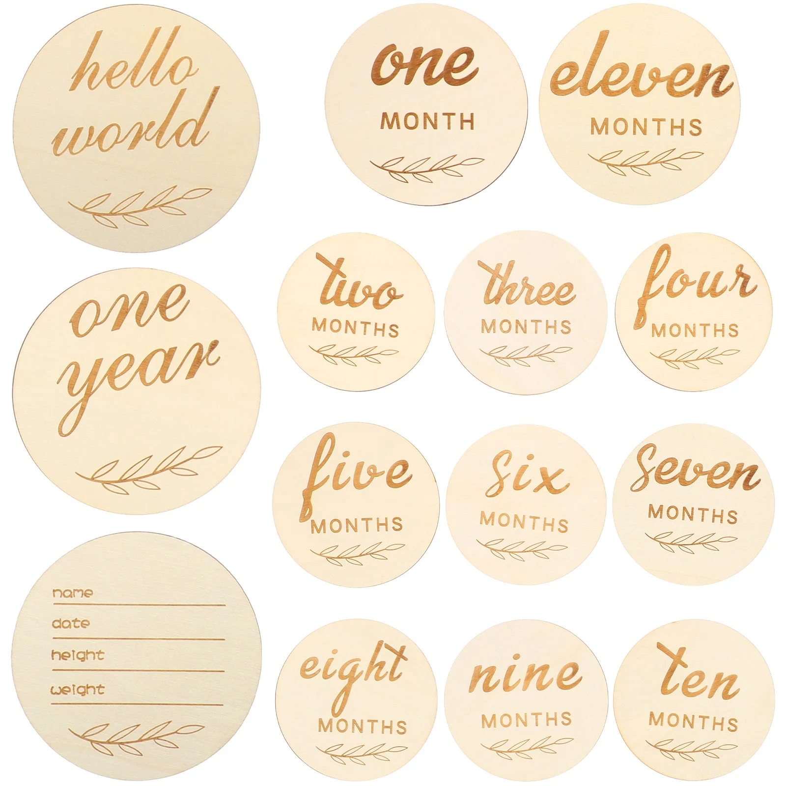 

14pcs Baby Monthly Sign Newborn Double-sided Wooden Cards Newborn Photograph Name Sign