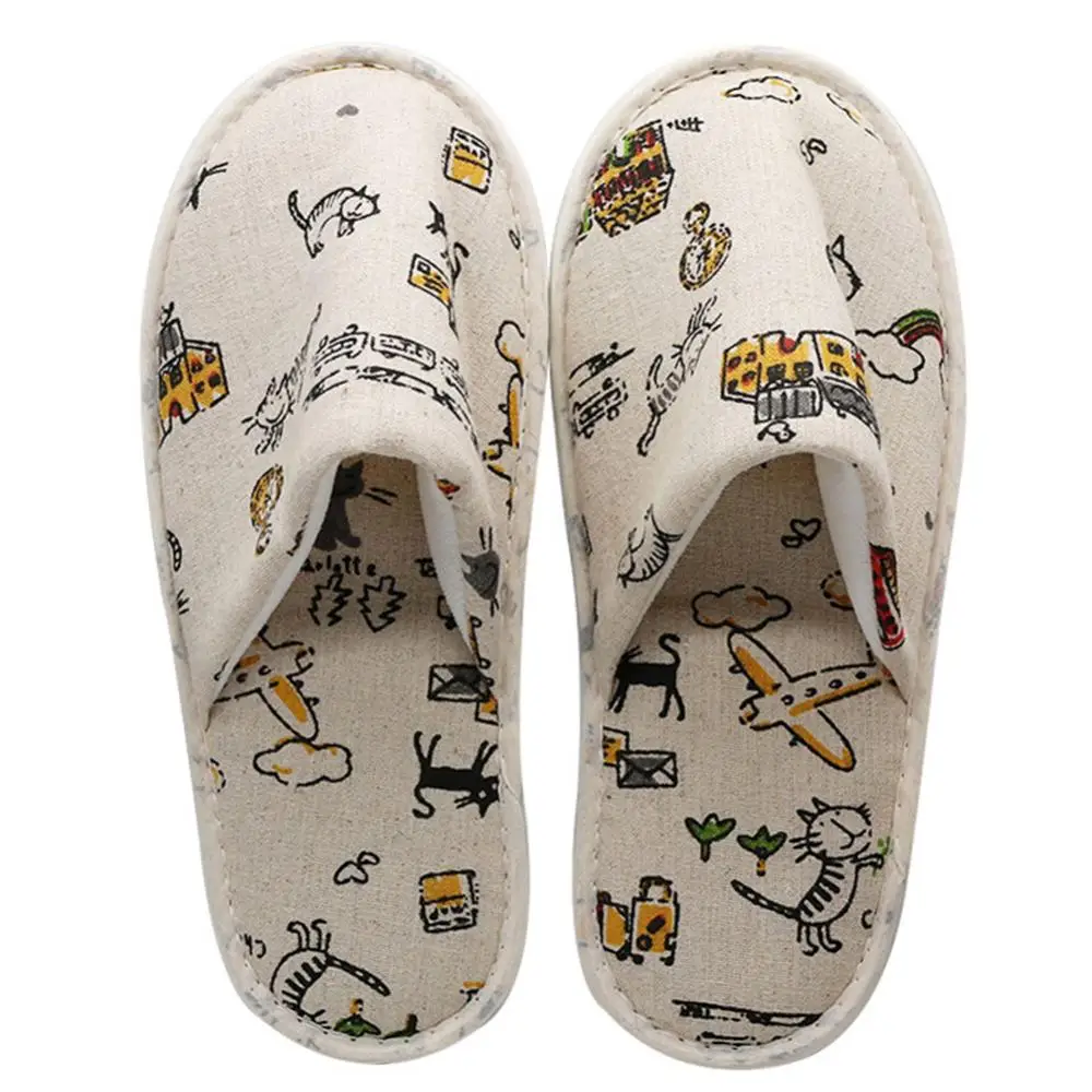 Disposable slippers portable closed toe tree leaf print hotel travel SPA