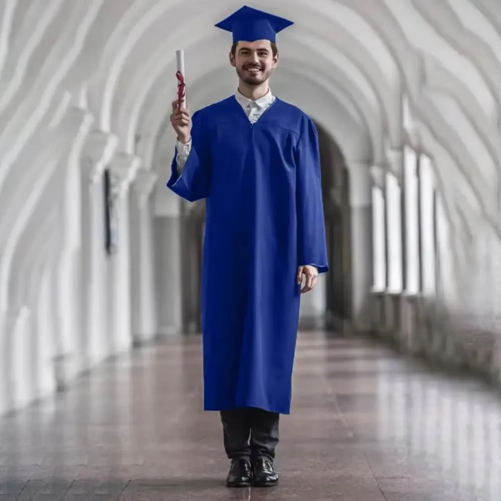 Unisex Graduation Costume for High School And Bachelor Man Women Graduation Gown Soft Matte Gown Hat Tassel Set
