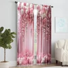 2 pcs, versatile polyester transparent curtains for home decoration Pink Floral for use in bedrooms and living rooms 2