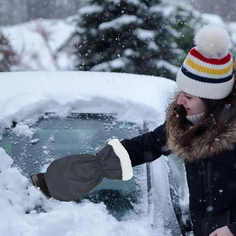 For Home Use Ice Scraper Gloves Waterproof And Warm Windshield Scraper Mittens Car Window Snow Shovel And Ice For Glass