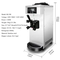 Commercial Soft Ice Cream Machine 3 Flavors 16-18L/H Ice Cream Soft Serve Maker 60HZ Lcd Panel One-click Cleaning 2