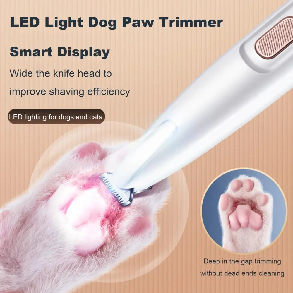 Pet Grooming Clipper 16cm Dog Paw Trimmer With LED Light Electric Dog Trimmer Rechargeable Low Noise Pet Hair Clipper Grooming Tool For Paws