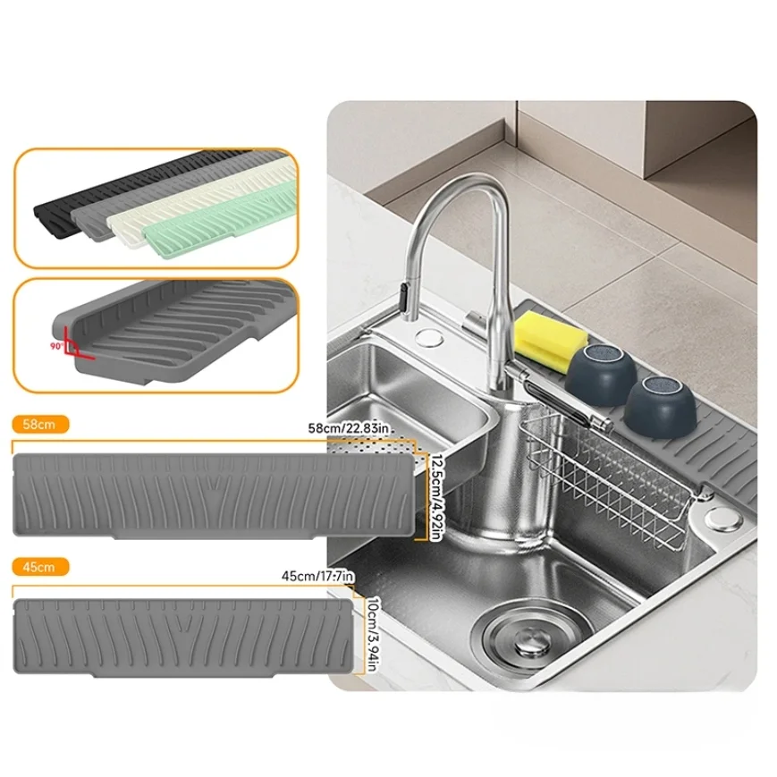 All-in-One Kitchen Mat Set: Splash Guard with Drip Tray