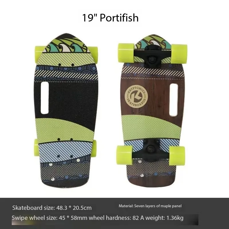 סקייטבורד נייד מיני 19 אינץ 'סקייטבורד מלא מייפל מהירות גבוהה דריפט קרוזר סקייטבורד לילדים מבוגרים מתחילים כלב מחמד