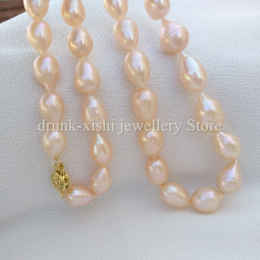 

High-end Gold Pink Natural South Sea AAA+ Baroque Pearl Necklace 18" 45cm Cute Lovely Daily Wear Party Free Shipping