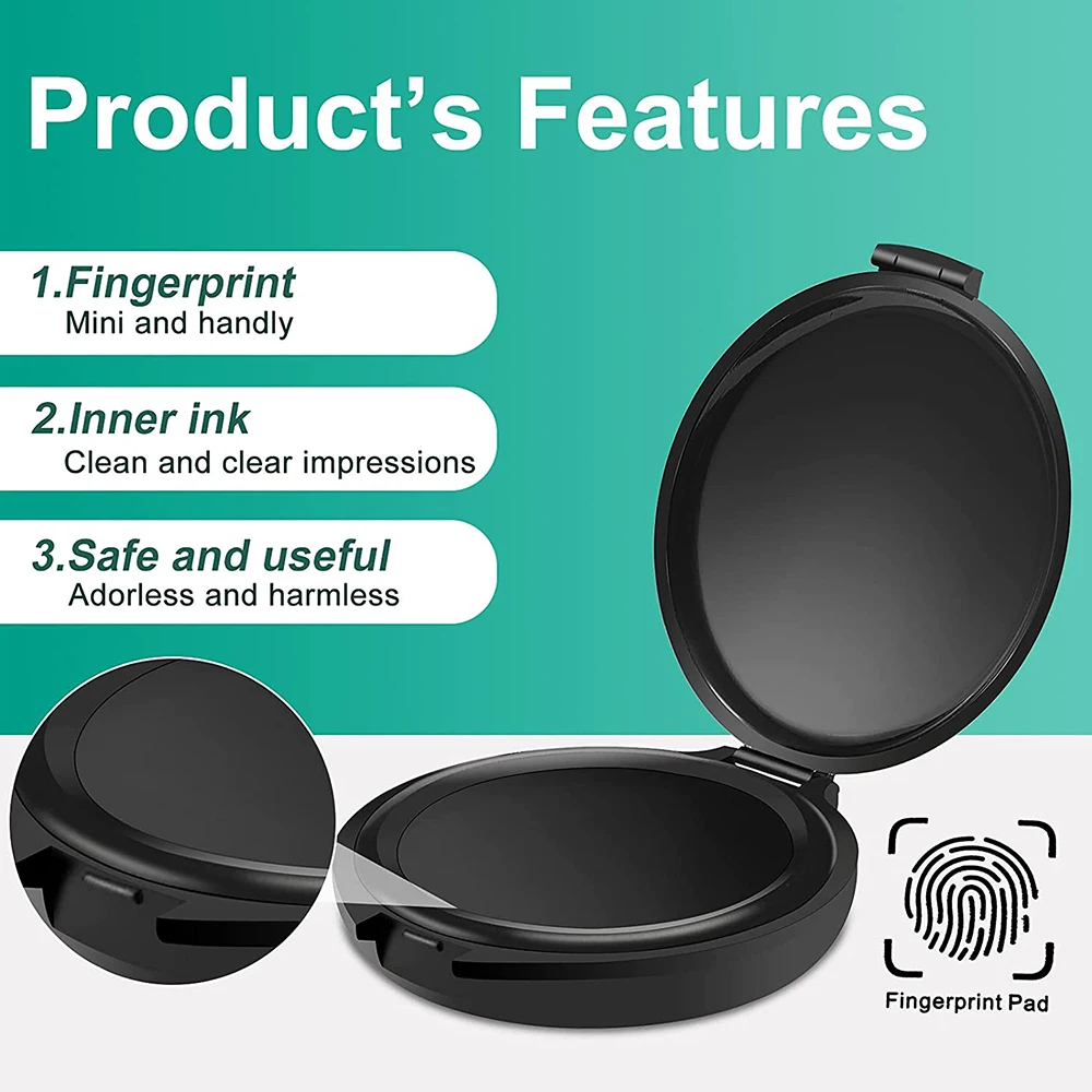 6-Pack Black Fingerprint Ink Pads - Quick-Drying Stamp Pads For Notary, ID Cards, & Security Use