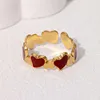 Bagues géométriques Vintage rouge goutte à goutte d'huile pour femmes, en acier inoxydable, couleur or, ouverture en cœur, bagues réglables, bijoux, nouveau 2025