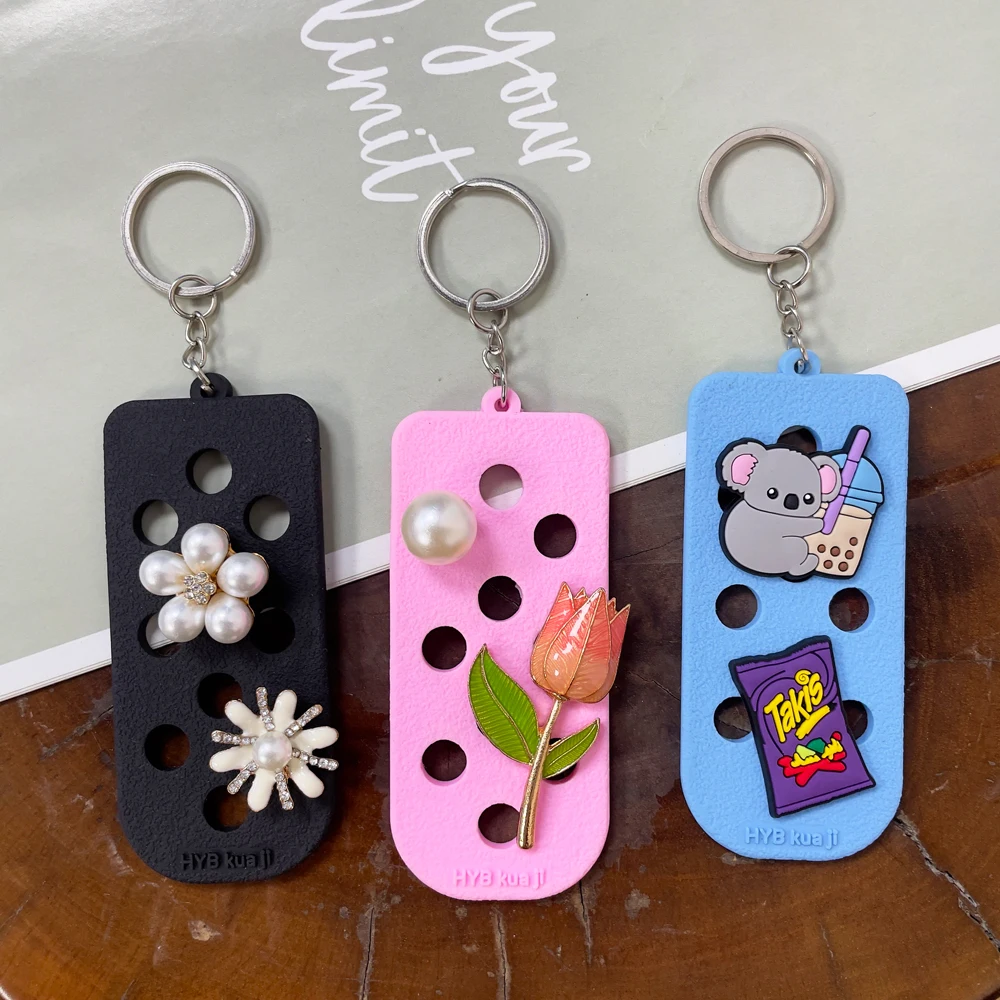 8pcs 1 Each Color Shoe Charms Keychain Holder for Jibbutz