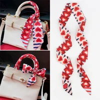 120cm Striped Love Double-layer Simulation Silk Scarf Twill Scarf Small Neck Scarf Tied Hand Small Ribbon Tied Bag Silk scarf 1