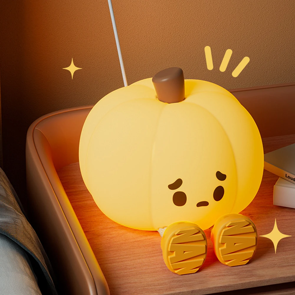Halloween Pumpkin Night Light Cute Soft Silicone Safe Lamp Decorations Timing Dimmable Bedside Decor Kids Babies Halloween Gifts 4