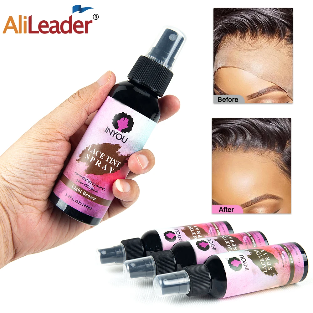 

New Lace Melting Spray 100Ml 3.4Floz Lace Tint Spray Wig Mousse Private Label Tint Spray For Wigs/Closures/Hairpieces Dark Brown