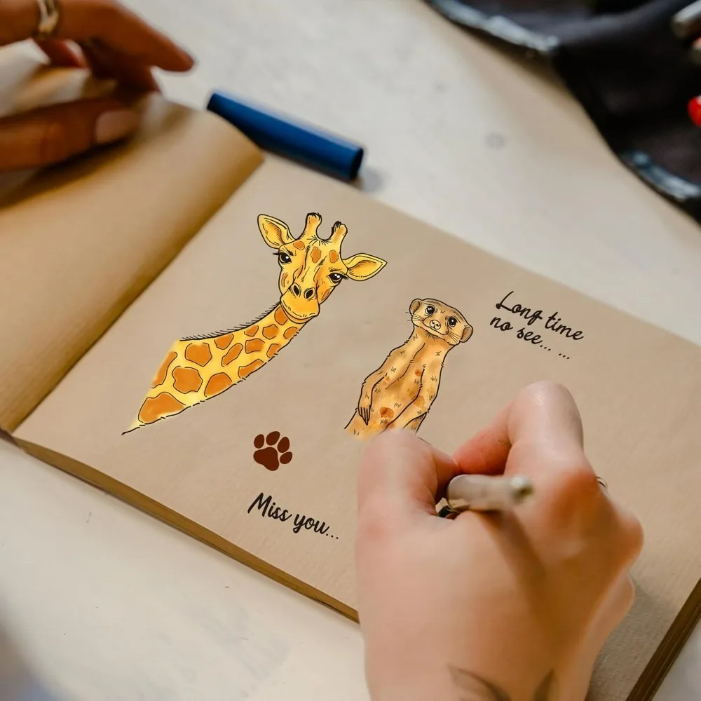 Clear Stamps Various Funny Animal Heads Giraffe Cat Cow Ostrich Alpaca Groundhog Cartoon Animals Transparent