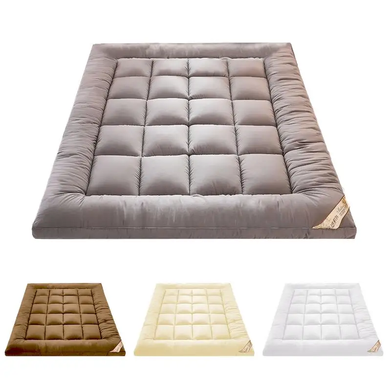

Soft Filling Mattress Pad Breathable Velvet Tatami Mats Fluffy Relieve Body Stress Soft Cushion Anti Slip Straps For Double Bed