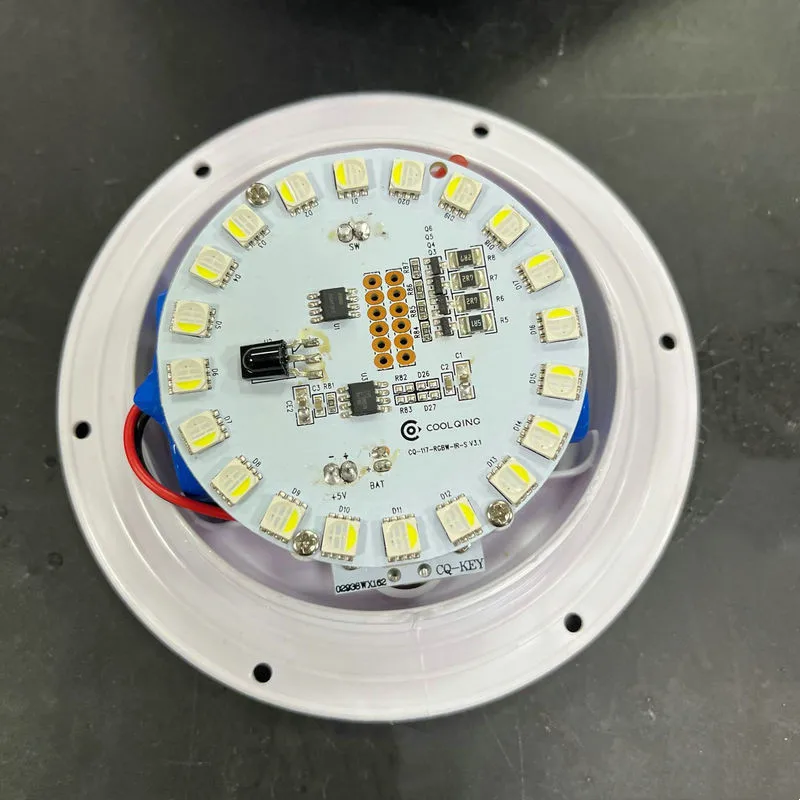 24keys Remote controlled Rechargeable RGBW Light base Waterproof LED module Furniture mood Light Enhancer UnderTable (Dia.)117mm