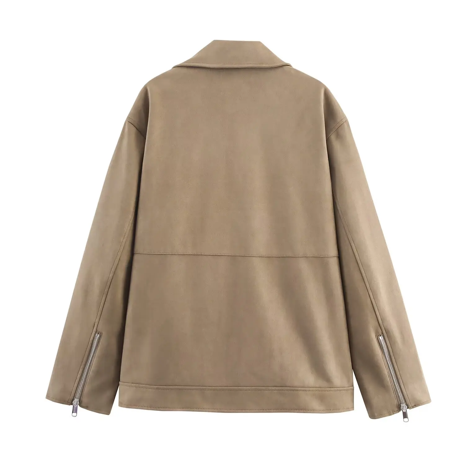 Women Commuting Leisure Imitation Deer Skin Jacket Spring Autumn Fashion Female Long Sleeve Zipper Coat Lady Jackets Streetwear