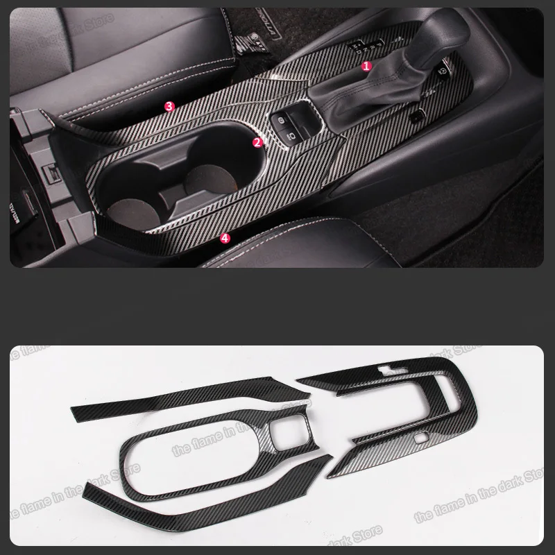 

carbon fiber car gear panel trims decoration central console for Toyota Corolla 2020 E210 2019 2021 fuel hybrid accessories 2022