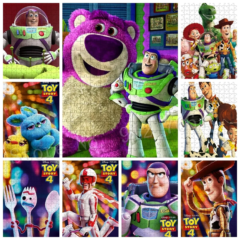 

Cartoon Toy Story Disney Jigsaw Puzzles 300/500/1000 Pics Puzzle for Kids Anime Educational Movie Game Toys Buzz Lightyear Decor