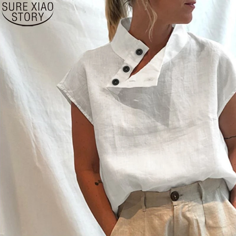 Women's Casual Cotton Linen Blouse - Oversized Long Sleeve Shirt With Side Slit And Pocket - View #9