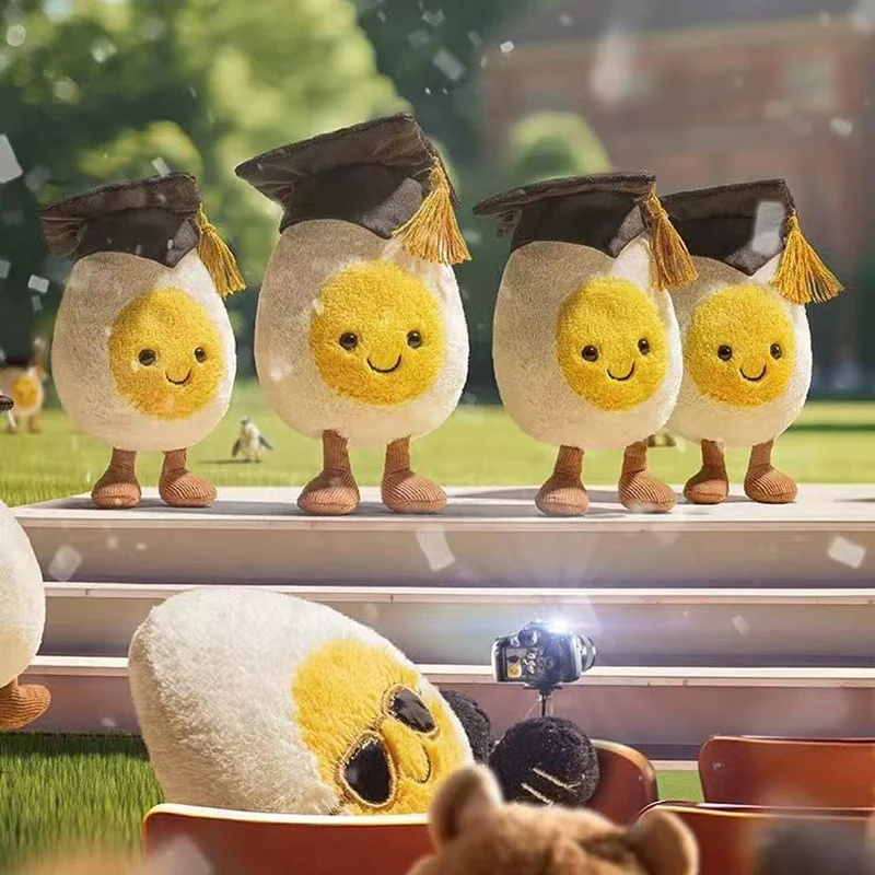 Funny Breakfast Doctor Egg Cute Plush Toy Students Graduation Gifts Holiday Present for Friends Office Decor Throw Pillow Dolls