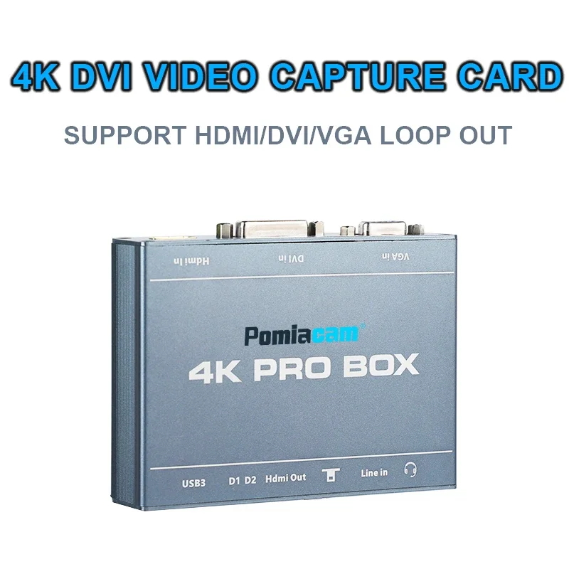 Professional 4K PRO BOX DVI HDMI VGA to USB3.0 Capture Card with HDMI Loop Out HD video capture device