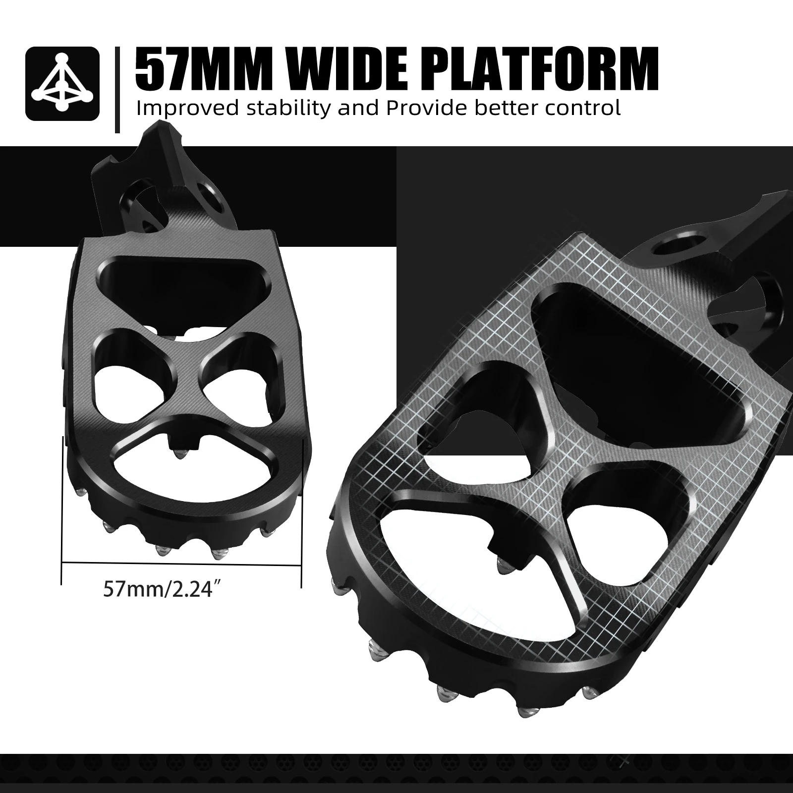 NICECNC Für Honda CRF250R CRF450R 2004-2020 CR 125R 250R CRF 250RX 450RX 250X 450X 250L/M CRF1000L 57mm Breite Fußrasten Fußstütze – Detail 4